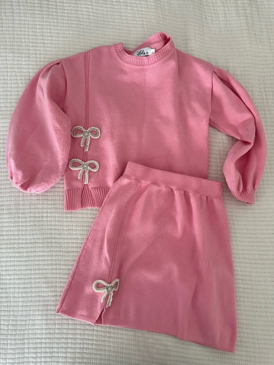 Lola + The Boys Other - Lola + The Boys Pink Knit Sweater & Skirt Set